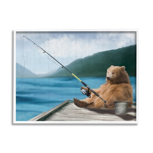 black bear fishing pole Hodao Figurines Decoration Summer Bear Crafts for Home Office Desk Decor Statue for Tabletop Shelf Decoration Ornament Gifts Decor for Beach Fishing Lovers (Black) : Home & Kitchen resistant and UV Stupell Bear Fishing Pole Lake