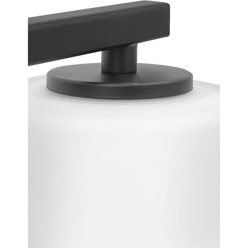 Vertex Collection Three-Light Matte Black Etched White Glass Contemporary Bath Light - 20.87 in x 6.25 in x 7.5 in