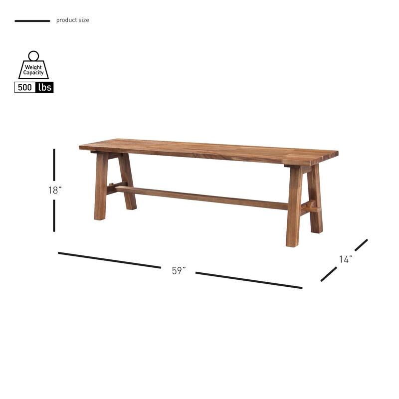 NPD Furniture Bedford 59 Inch Bench with A Base