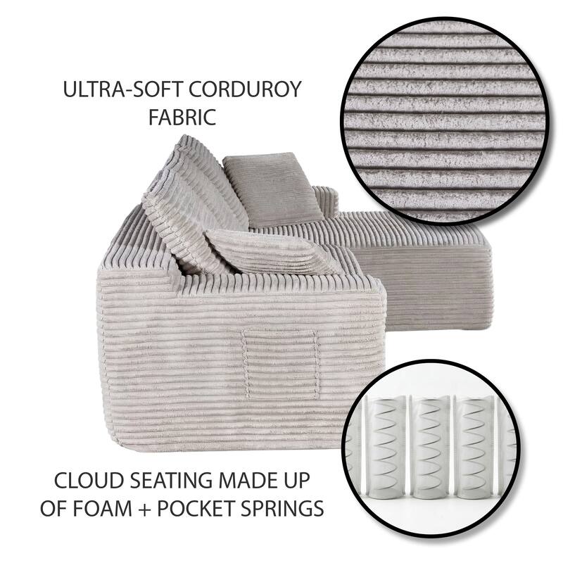 AC Pacific 104 In Modern 3-Piece Sectional Sofa with Reversible Chaise