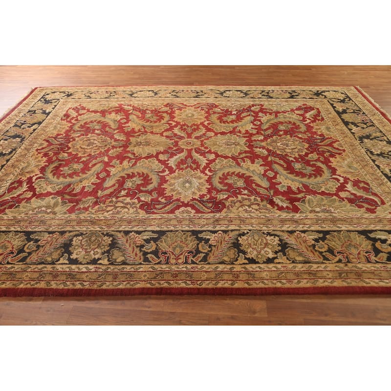 All-Over Floral Agra Oriental Area Rug Hand-Knotted Wool Carpet - 9'0" x 11'9"