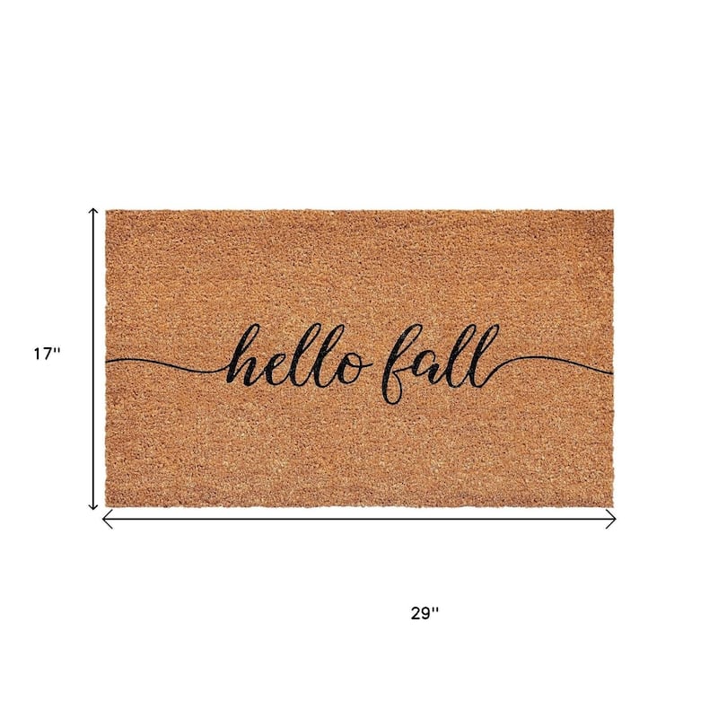 HomeRoots 17" X 29" Brown And Natural Fall Hello Fall Outdoor Coir Door Mat - 17.00' X '29.00