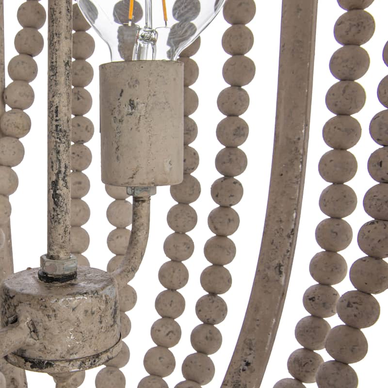 Metal and Draped Wood Bead Chandelier