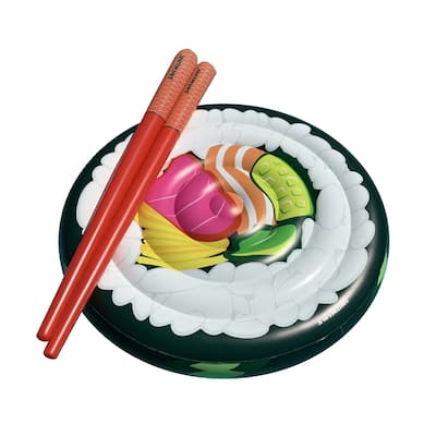 60" Inflatable Sushi Roll Island with Chopsticks Swimming Pool Float
