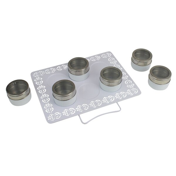 11" White and Silver Magnetic Tins Multi Purpose Organizer - N/A
