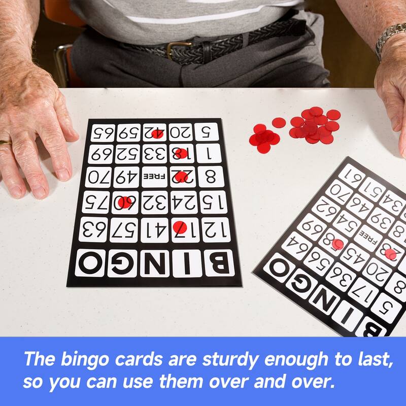 GSE™ 100-Pack EZ Readers Large Bingo Cards, Reusable Bingo Sheets. Family Bingo Game Accessories
