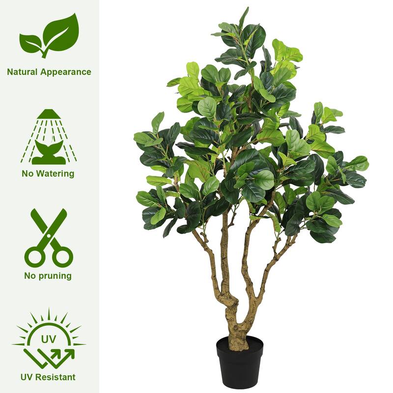 7FT Tall Artificial Banyan Tree Silk Plant - Large Faux Greenery with Natural Look Leaves, Potted Fake Tree, 1pc/set