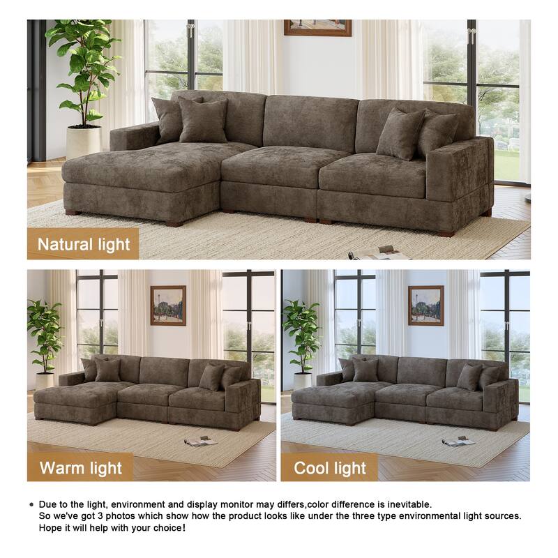 Oversized Modern Chenille Modular Sectional Sofa with Chaise