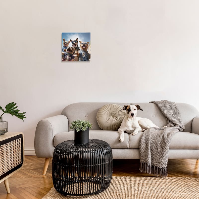 Stupell Trendy Dogs Selfie Canvas Wall Art Design By Jim Baldwin