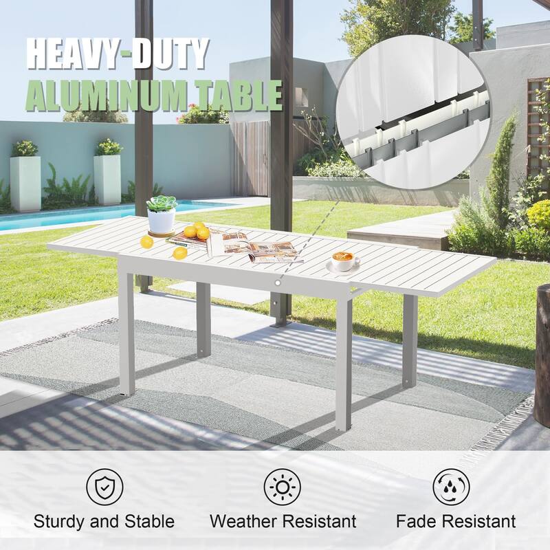 35" to 71" Aluminum Extendable Outdoor Dining Table