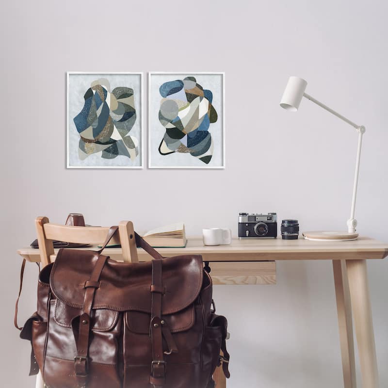 Stupell Neutral Geometric Patterns Framed Giclee Art Design By Coco Good (Set of 2)
