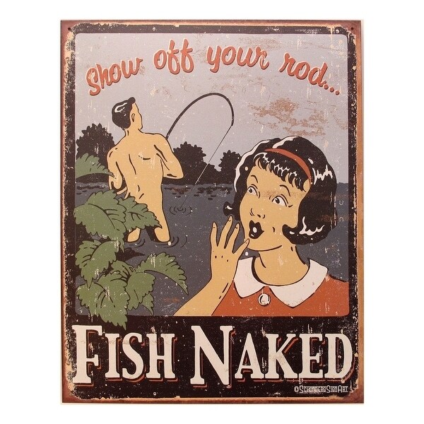Tin Sign Fish Naked/Rod