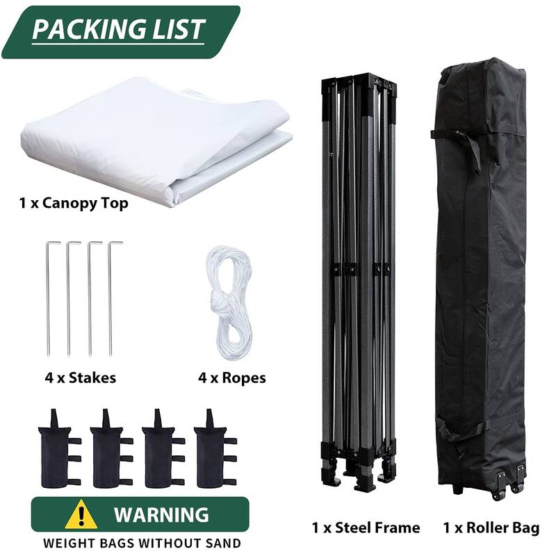 Erommy Canopy Tent, Commercial Instant Canopy Heavy Duty with Roller Bag, Sand Bags, Wind Ropes & Ground Nails, Outdoor Canopies