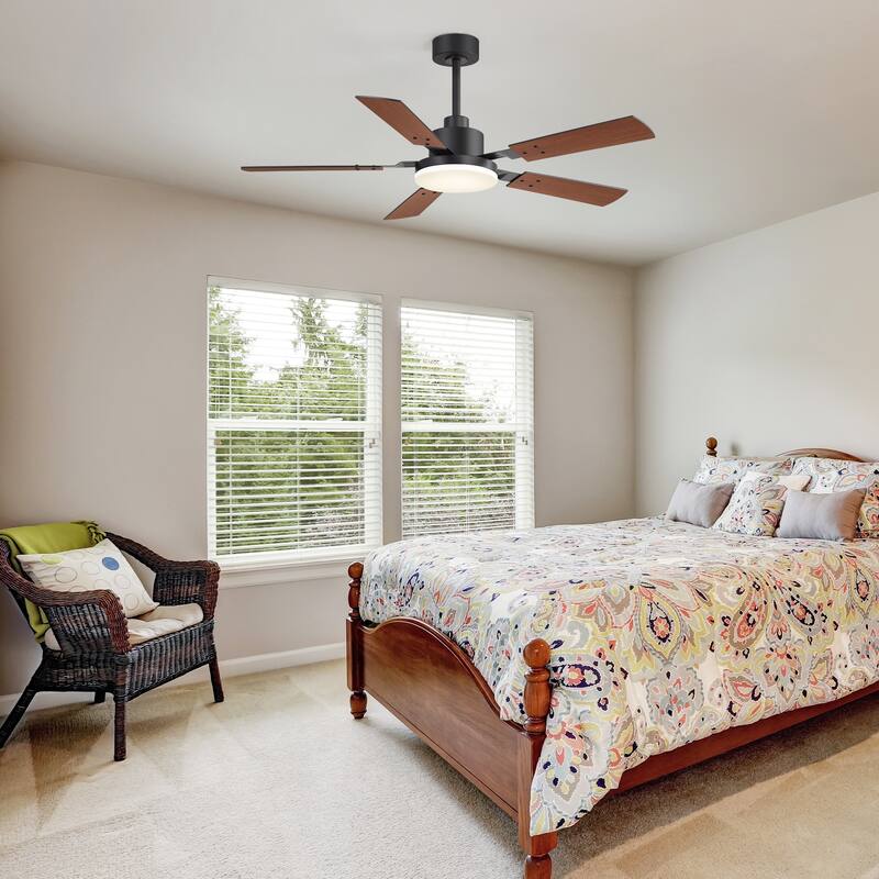 52 Inch Reversible 5-Blade Integrated LED Ceiling Fan with Light and Remote