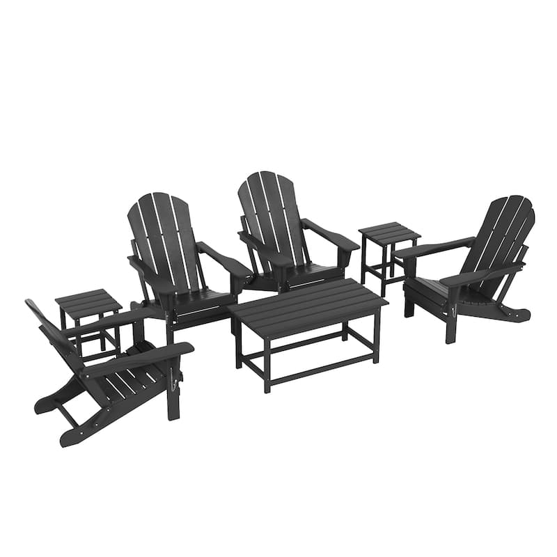 Laguna Hdpe All Weather Outdoor Patio Foldable Adirondack Chairs Conversation Set (7-Piece Set)