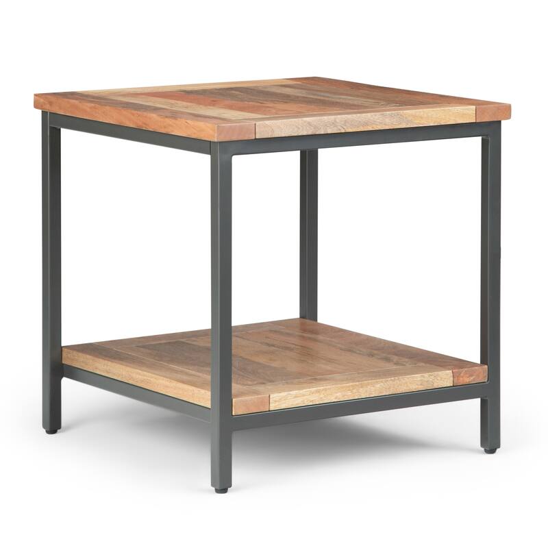 WYNDENHALL Rhonda SOLID MANGO WOOD & Metal 22" Wide Square Industrial End Side Table - 22 W x 22 D x 22 H