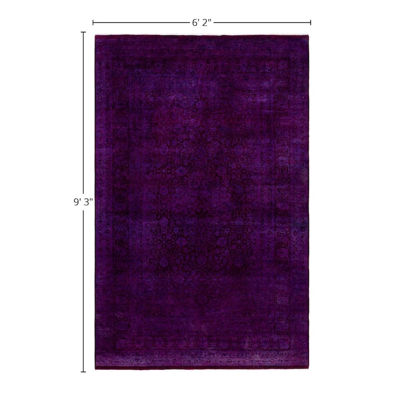 Overdyed One-of-a-Kind Hand-Knotted Area Rug - Purple - 6' 2" x 9' 3"