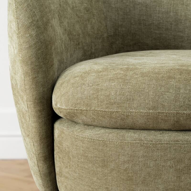 Modern Upholstered Swivel Barrel Accent Chair with Curved Back