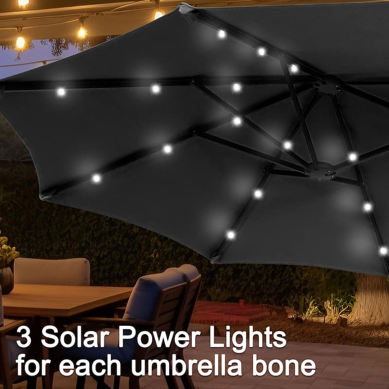 Autlaycil 13ft Extra Large Patio Umbrella with Solar Lights(Without Base)
