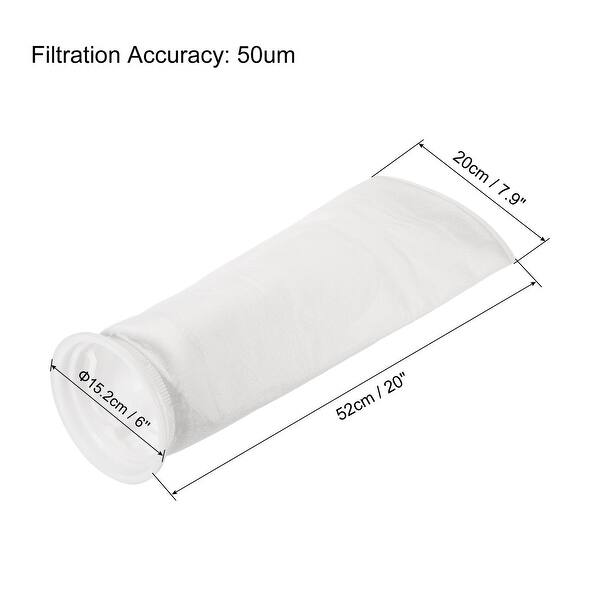 2pcs 6" Ring Filter Socks, 50 Micron Mesh Bags Pool Skimmer Basket, White - 20 x 7.9'' (L*W)