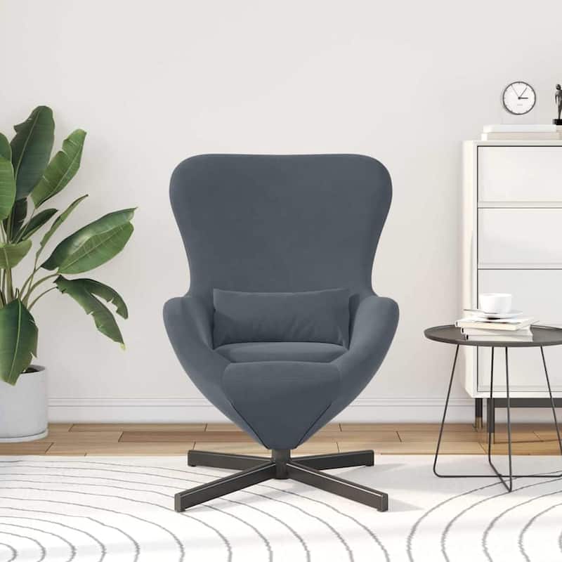 vidaXL Egg Chair Black/ Dark/Light Grey Velvet - 24.8 x 28.7 x 35.4