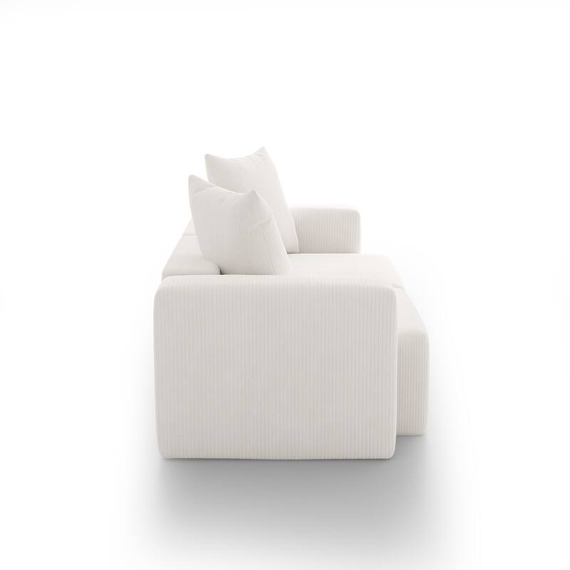 Corduroy Upholstered Modular Sectional Sofa with Ottoman