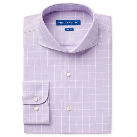 Vince Camuto Mens Professional Button Up Dress Shirt, Purple, 17" Neck 34"-35" Sleeve