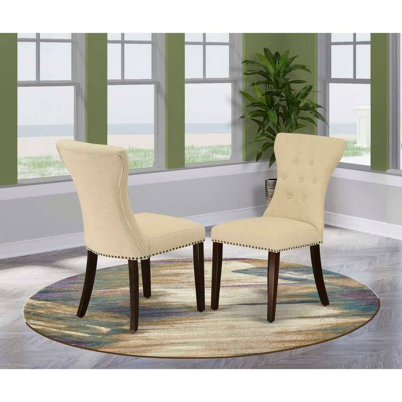 Parsons Chair Set of 2, Upholstered Dining Chairs in Beige Fabric, Stylish Accent Seating - 24.5