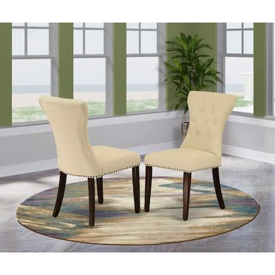 Parsons Chair Set of 2, Upholstered Dining Chairs in Beige Fabric, Stylish Accent Seating - 24.5