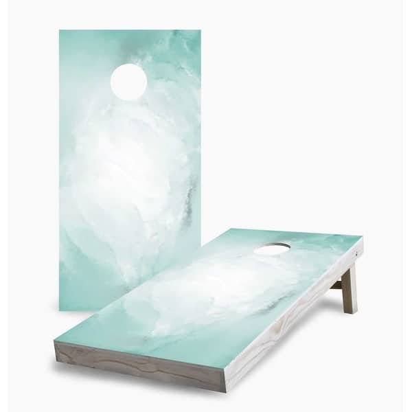 slide 2 of 7, Turquoise Watercolor Cornhole Game (Choose Wraps or Boards) 2x4 Boards (24" x 48") - Include ALL Accessories