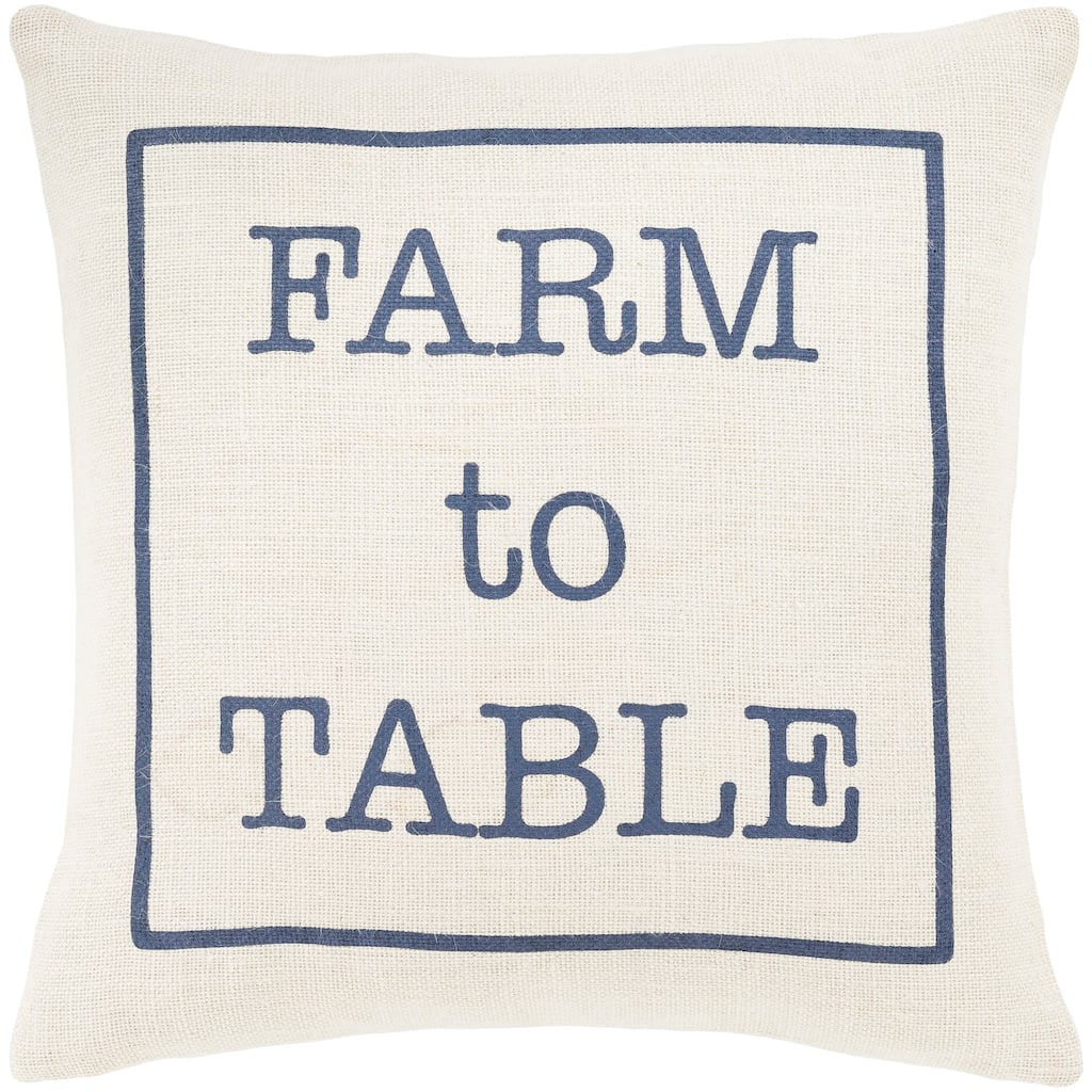 Santiago Cream & Navy Modern Farmhouse Throw Pillow Cover (18" x 18")