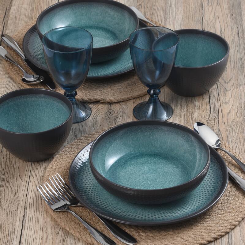 Pfaltzgraff Maddox Teal 12-Piece Dinnerware Set, Service for 4