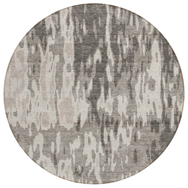 Machine Washable Indoor/ Outdoor Abstract Contemporary Chantille Rug
