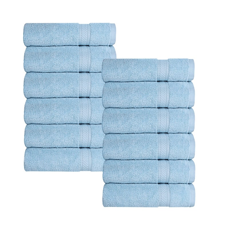 A1HC Wash Cloth Set, 500 GSM 100% Ring Spun Cotton, Oeko-Tex Green Certified, Zero Twist, Quick Dry & Highly Absorbent - 12 Piece Wash Cloth (13"x13") - Chambray Blue