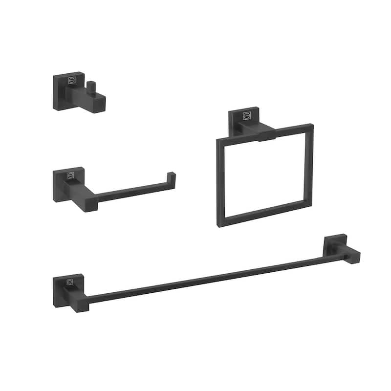 Indigo Home 4-Piece Bathroom Hardware Set - Matte Black