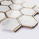 preview thumbnail 4 of 9, TileGen. Natural Bianco 3" x 3" Honeycomb Hexagon Metal and Marble Mosaic Tile in Gold/White Wall Tile (10 sheets/9.7sqft.)