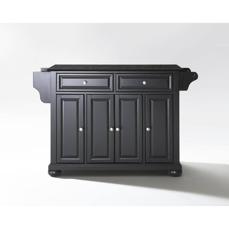 Kitchen Island Cart with Granite Top - Portable Kitchen Storage Island, Modern Kitchen Furniture, Black