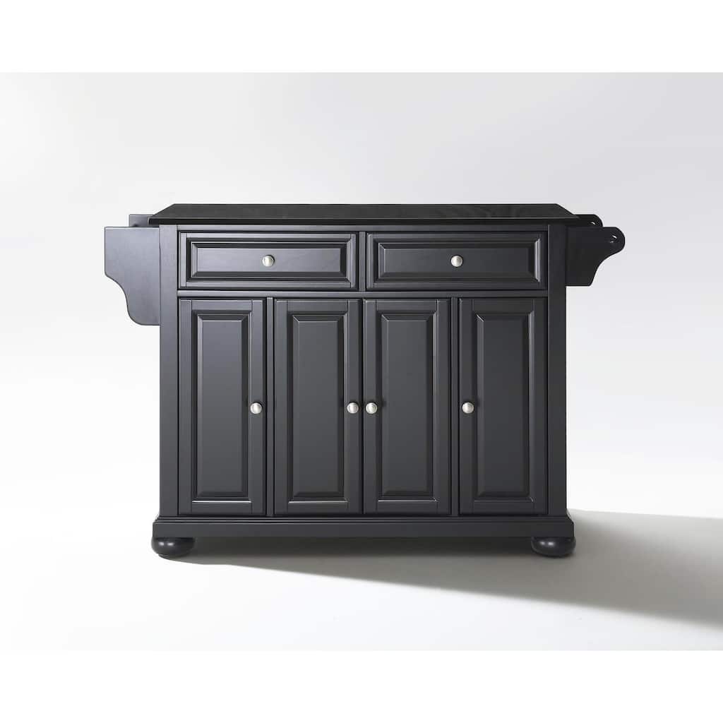 Kitchen Island Cart with Granite Top - Portable Kitchen Storage Island, Modern Kitchen Furniture, Black