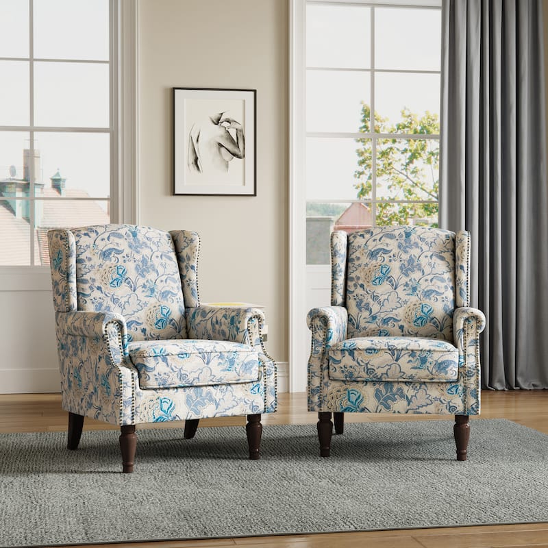 Traditional Nailhead Trim Armchair Accent Chairs Set of 2