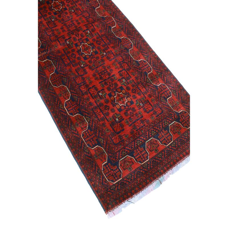 Khamyab Raya Red/Navy Runner - 2'6" x 19'7"