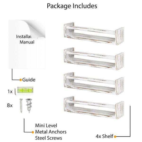 dimension image slide 0 of 5, Wallniture Utah Wood Wall Shelves for Book and Toy Storage (Set of 4)