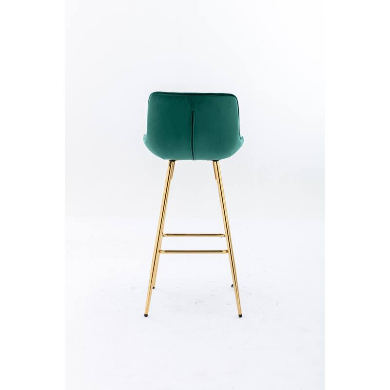 Velvet Swivel Bar Stools Set of 2, Counter Height Bar Chairs with Back, Kitchen Island Stools with Footrest and Metal Legs