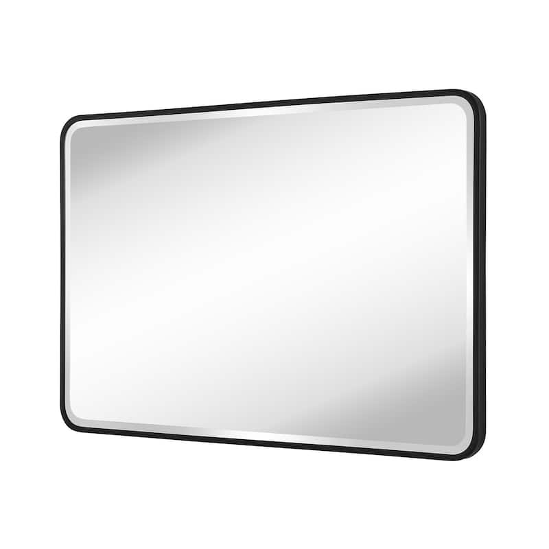 Aluminum Frame Beveled Glass Bathroom Wall Mirror with Round Corner
