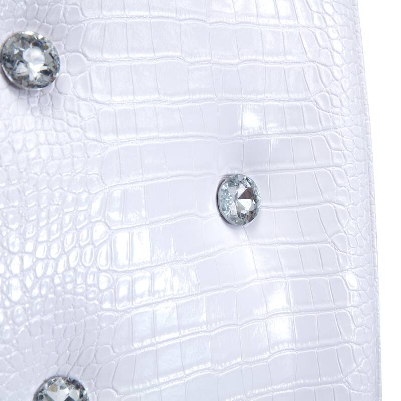 Set of 4, Retro alligator skin Upholstered dining chairs with Crystal buckle design and Faux Leather design