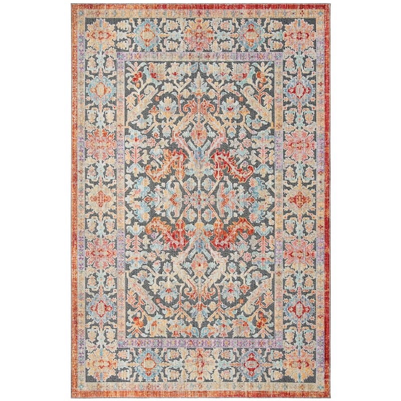 SAFAVIEH Provance Valeria Vintage Boho Oriental Rug - 5'3" x 7'6" - Black/Aqua