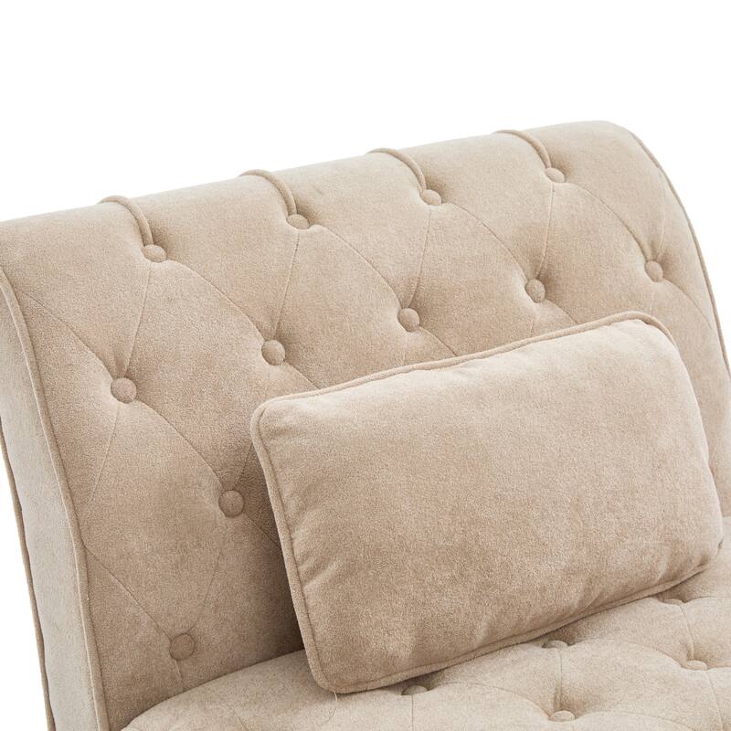 Christopher Knight Home - Classic Indoor Velvet Upholstered Button-Tufted Chaise Lounge Chair with Solid Wood Legs - 54.5"L