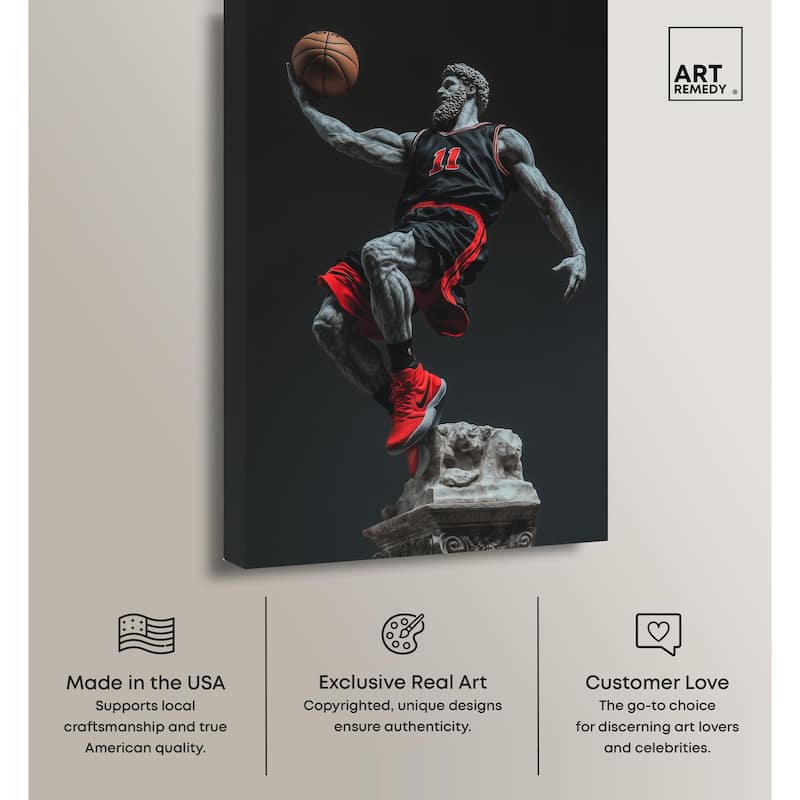 Basketball Sculpture Canvas by Art Remedy, Gallery Wrapped