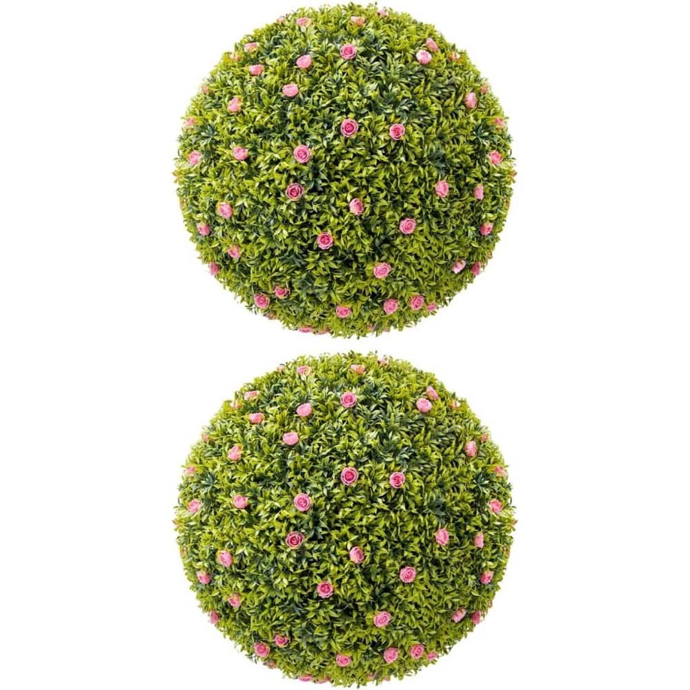 2 Pack 22.4" Artificial Flowers Topiary Balls for Home Decor, Wedding - 22.4 inch