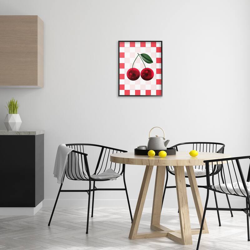 Stupell Disco Cherries on Checkered Framed Giclee Art Design By Marcus Prime