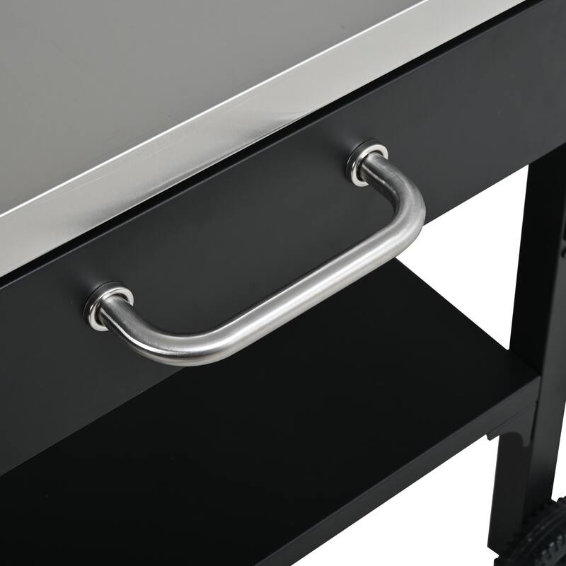 Portable Foldable Outdoor Kitchen Prep Station, BBQ Grill Cart with Expandable Top and Storage for Patio